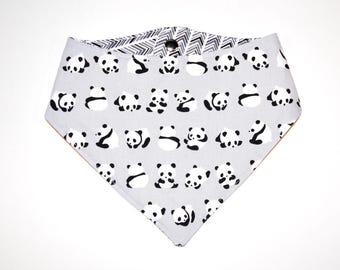 Panda-monium/Chevron, Reversible Dog Bandana, Snap Closure Bandana