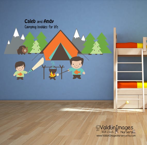 Kids camping wall decal camping decor rustic nursery decor