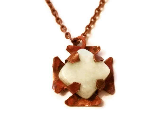 Amazonite and Copper Necklace, Unique Gemstone Necklace, Copper Pendant, Amazonite Pendant, N002