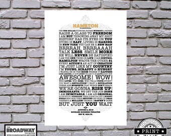Hamilton - Digital Download Files - Quotes - Lyrics - Typography Print
