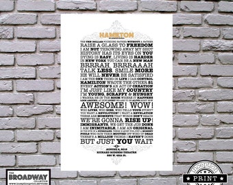 Hamilton - Unframed - Quotes - Lyrics - Typography Print