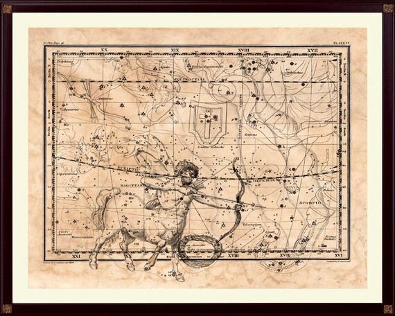 Sagittarius Constellation Print Astrological Sign Astronomy