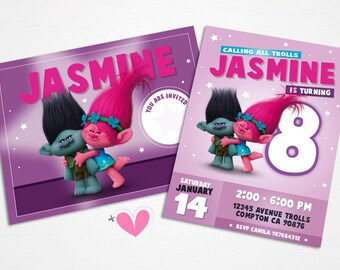 Trolls birthday card | Etsy