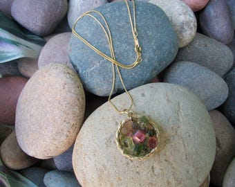 Handmade , Hand Mined, Watermelon tourmaline Pendant Necklace!! Stunning!