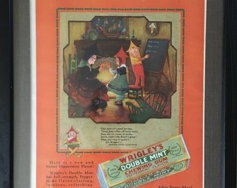 Vintage Wrigleys Doublemint Wall Advertising Art McCalls Magazine Ad April 1928 Featuring Brownie Characters