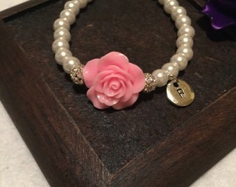 Flower girl bracelet, children personalized bracelet, flower girl gift, kid bracelet, kid jewelry, girl bracelet, glass pearls bracelet