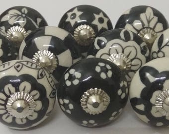 Black Color MultiDesign Ceramic Door Knobs Handpainted Ceramic Knobs Kitchen Cabinet Knobs Drawer Knobs Ceramic Pumpkin Knobs