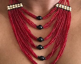 MultiStrand Statement necklace Tribal Necklace, Statement Necklace, Rope Necklace, African Jewelry, African Necklace, African Fashion