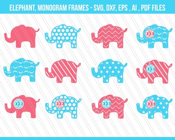 Download Elephant svg dxf Elephant monogram frames elephant clipart