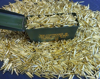 223 / 556 Once Fired Brass 1000 + Pieces with Ammo Can. This brass is great for reloading, jewelry making and other crafts. Ready to Ship