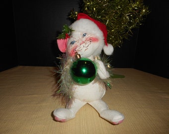 VINTAGE ANNALEE 11" Christmas Kitten w/Ornament Made in USA 1994