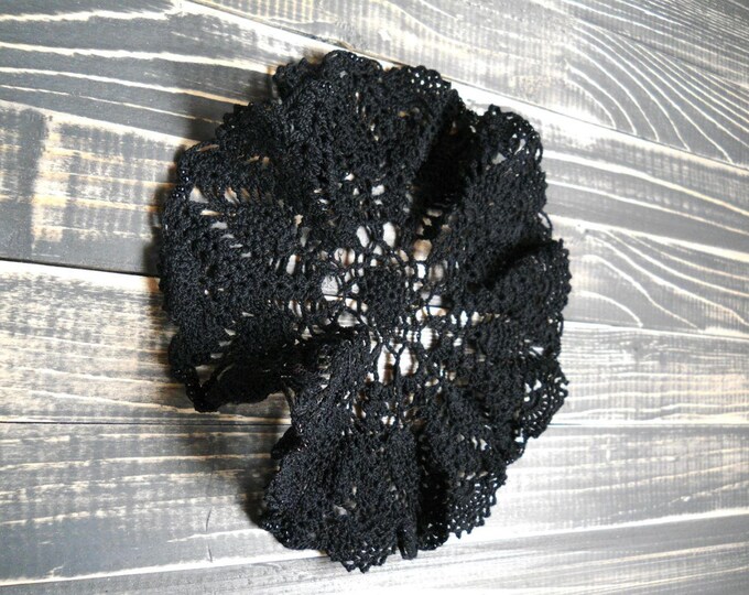 Black cotton doily beads, black doily, crochet ornaments, crochet lace doily, crocheted decoration, crochet table decor, decorative crochet