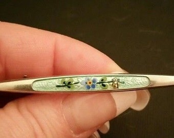 Vintage Art Deco Guilloche Enamel Flower Brooch