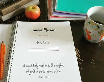 2017 2018 TEACHER PLANNER 2017-2018, elementary lesson plans, spiral bound, weekly calendar agenda, custom cover, homeschool planner