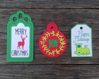 Items similar to Merry Christmas Gift Tags/Labels/Hang Tags-SET of 6-Choice of Ribbon on Etsy