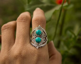Turquoise Ring, 925 Sterling Silver Turquoise Ring, Boho Ring, Silver Turquoise Ring, Birthstone Ring, Turquoise Jewelry, Blue Stone Ring