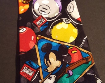 Cravate Vintage Mickey Mouse Cousue Main - Bleue - Modèle Court Et Skinny - Accessoire Décalé