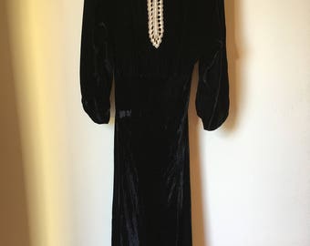 Black silk, velvet 20's gown
