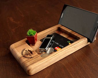 Personalized Dad Gifts, Fathers Day Gift from Kids, Fathers Day Gift from Wife,Gifts for Dad,Gifts for Him, Mens Valet Tray, Docking Station