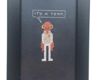 Admiral Ackbar "It's a trap." Cross Stitch Framed