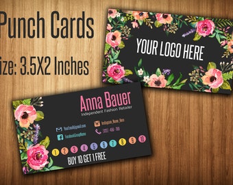 Punch Card, Reward Card, Business Card, Fashion Consultant Card, Home Office Approved Fonts and Colors