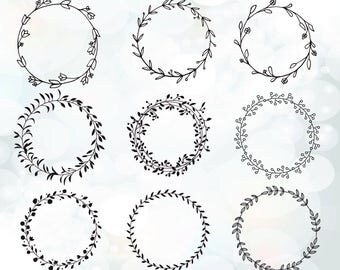 Flower wreath svg - Leaf wreath svg - laurel wreaths clipart instant digital download - leaf circle monogram frame files svg, png, dxf, eps