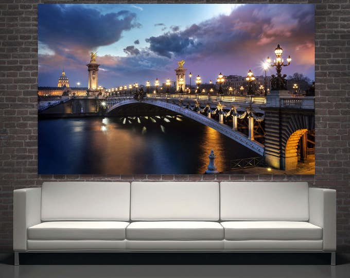 Large Paris prints canvas wall art decor , Pont Alexandr bridge wall art canvas, Paris canvas wall art, skyline canvas, landscape canvas