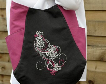 SALE - Canvas hobo bag - embroidered bag - boho bag - shoulder bag - vegan bag - Festival bag - black bag - slouch bag - casual bag