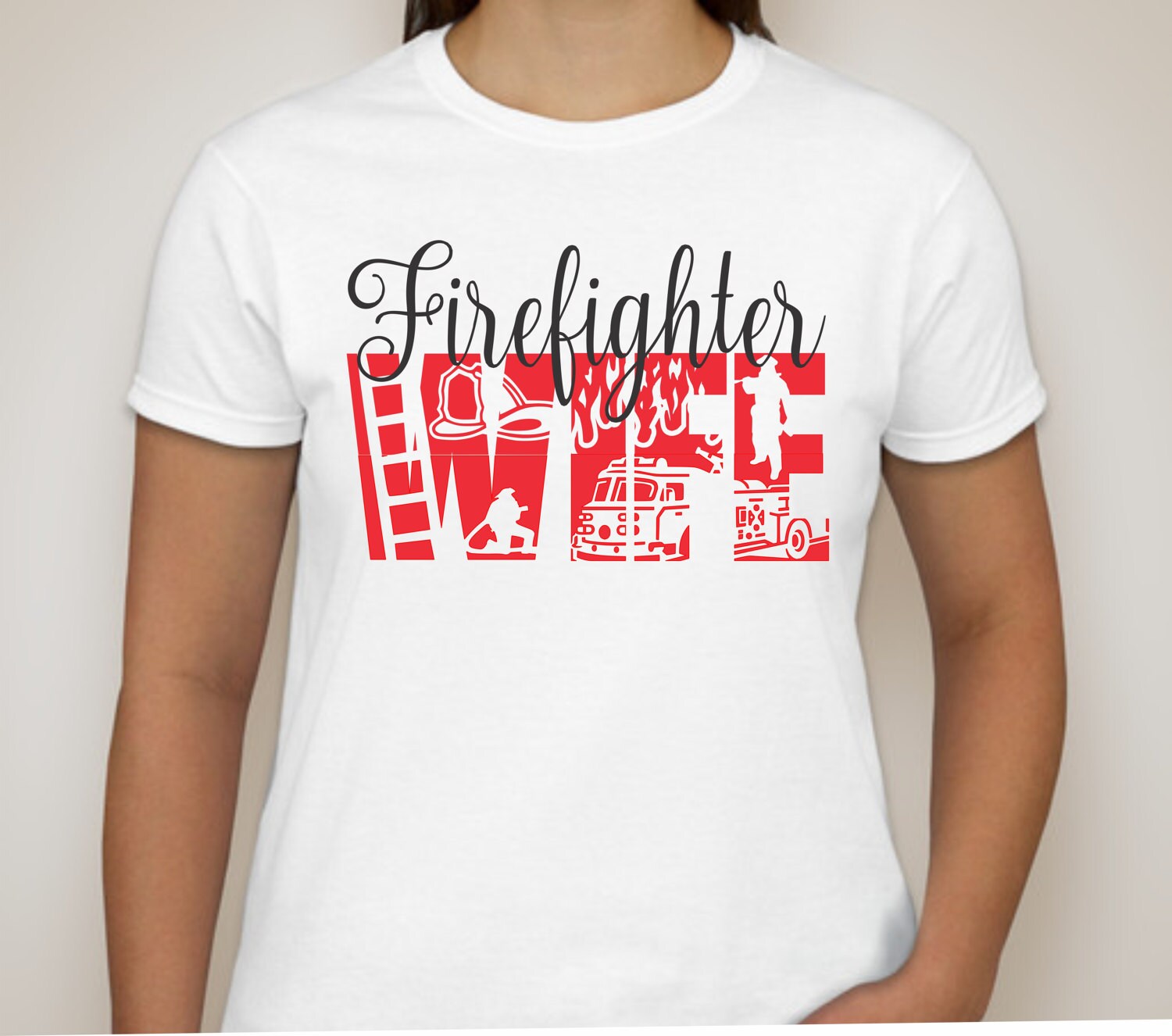 Firefighter Wife T-shirt-Firefighter Apparel-Firemens Wife