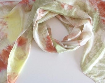 green silk scarf hand painted silk scarf hand dyed silk scarf mother gift long silk scarf women silk gift SilkScarvesParis