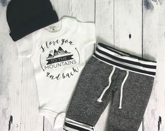 Newborn Boy Coming Home Outfit Baby Boy Take Home Outfit Newborn Outfit Adventure Baby Outfit I Love You To The Mountains And Back