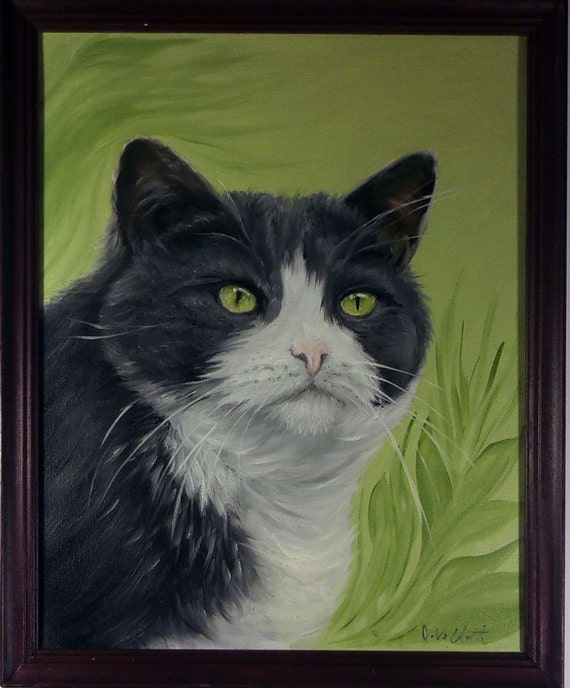 Gray Cat Pet Portrait Oil Painting by OilPaintingsbyJoev on Etsy