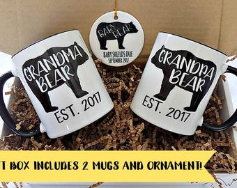 Pregnancy Reveal to Grandparents, Grandparent Mugs, Pregnancy Announcement to Parents, Mug Set, Grandma Grandpa Mugs, Grandparents to be