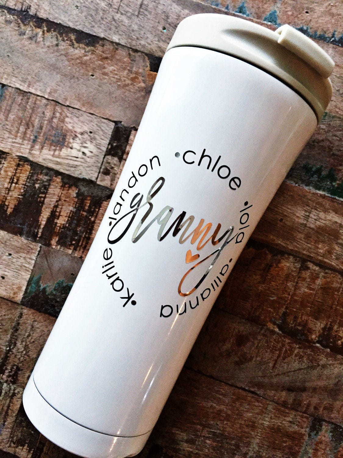 Grandparent Water Bottle, Grandparent Gift Water Bottle, Monogrammed Coffee Tumbler, Personalized Stainless Steel Coffee Tumbler, To Go Cup