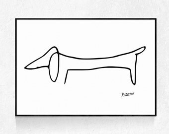 Picasso PRINT, Picasso Dog, Modern Minimalist, Scandinavian Decor, Picasso Sketch, Picasso Poster, Large Wall Art, Figurative Drawing