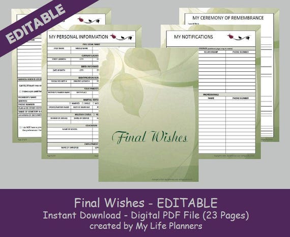 how size file a pdf reduce Arrangements Planner Planner Final Funeral Burial Wishes