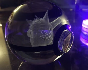 Crystal Glass 3D Laser Engraved Pokeball (Gengar)