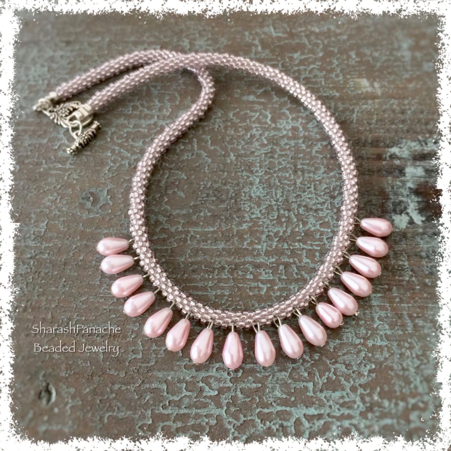 Kumihimo Necklace Pink Braided Choker Necklace Pink Fringe