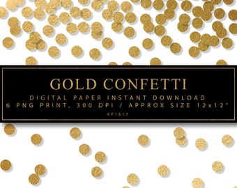 Gold Confetti, Confetti Clipart, Confetti Borders, Confetti Print, Digital Confetti, Gold foil digital paper, Gold foil Print