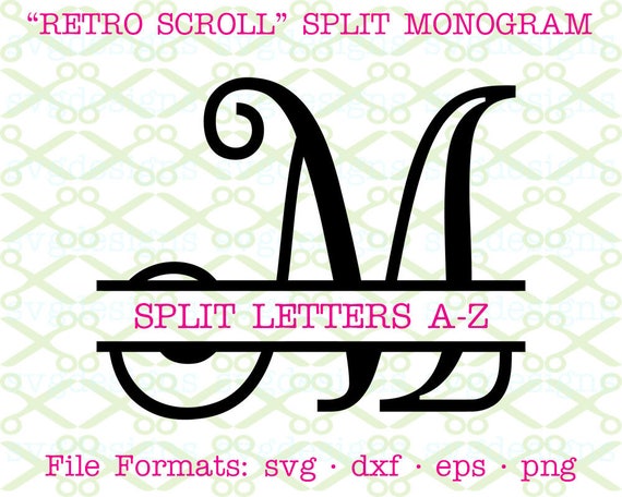 Download Scroll Monogram SVG Dxf Eps Png Retro Scroll Font Split