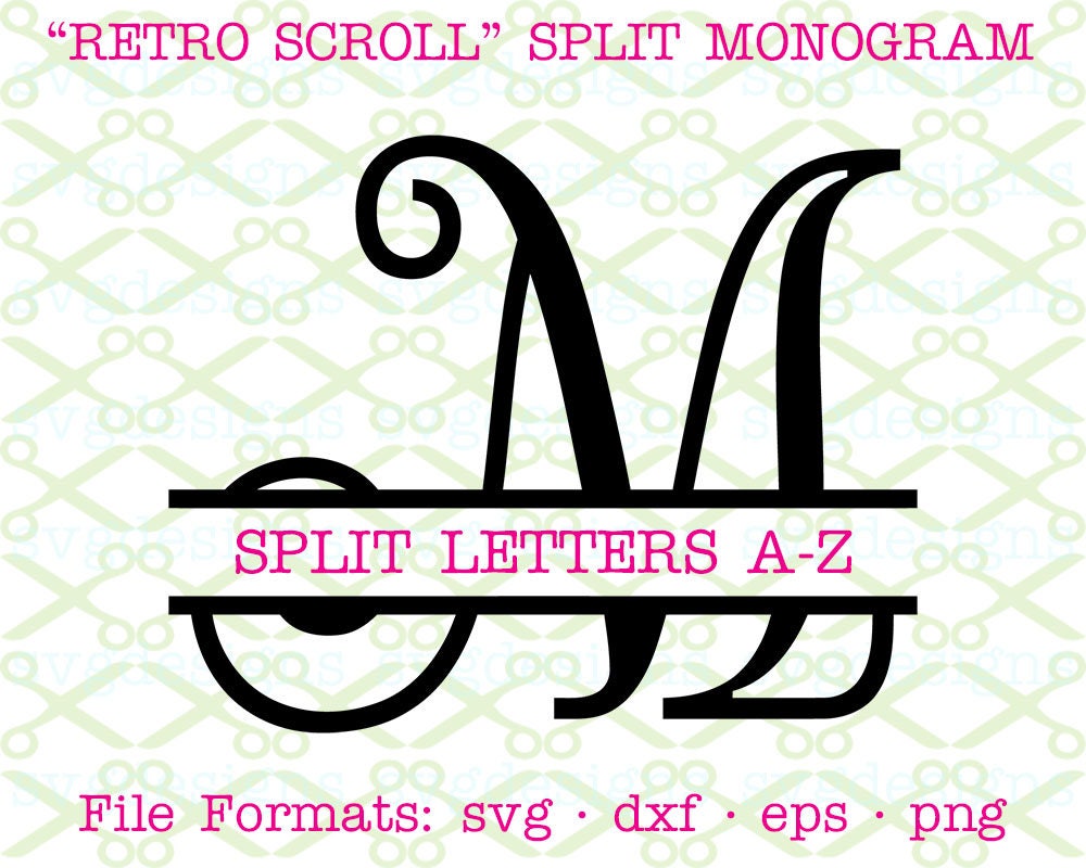 Scroll Monogram SVG, Dxf, Eps, Png; Retro Scroll Font ...