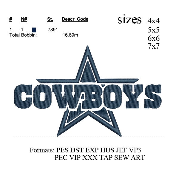 Dallas Cowboys star logo embroidery Designs by Noorstitches