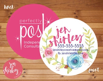 Business Cards, Perfectly Posh Card, Branding, Marketing, Personalized Business, Calling Cards, Circle Business Card, Direct Sales, Pamper