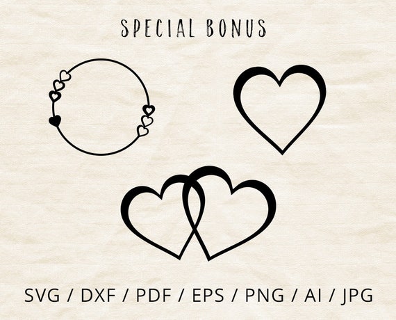 Download Heart monogram frame svg Circle border with Hearts svg dxf ...