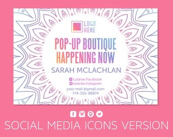 Yard Sign, Editable, Mandala Design, Boho, Pop Up Boutique Banner, Free Personalization, Advertising, 18x27 inches