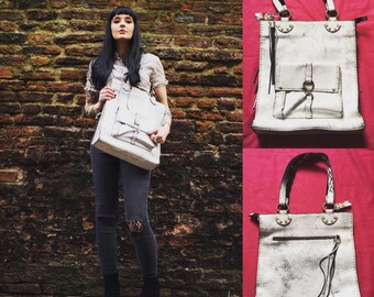 Boutique Vintage Black Suede Tote Bag - Heavy Duty