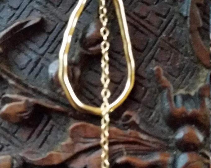 14K Gold Filled Wire Hoop with 14K gold chain and Diamonique Dangle