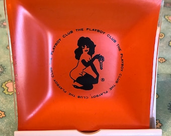 Vintage Playboy Orange Ashtray ~ The Playboy Club 1960's Orange Glass Ashtray