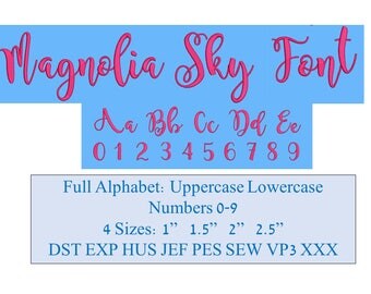 Embroidery Font, Magnolia Sky Embroidery Font