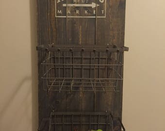 Rustic fruit and produce basket wall art/ farmers market (baskets NOT included)